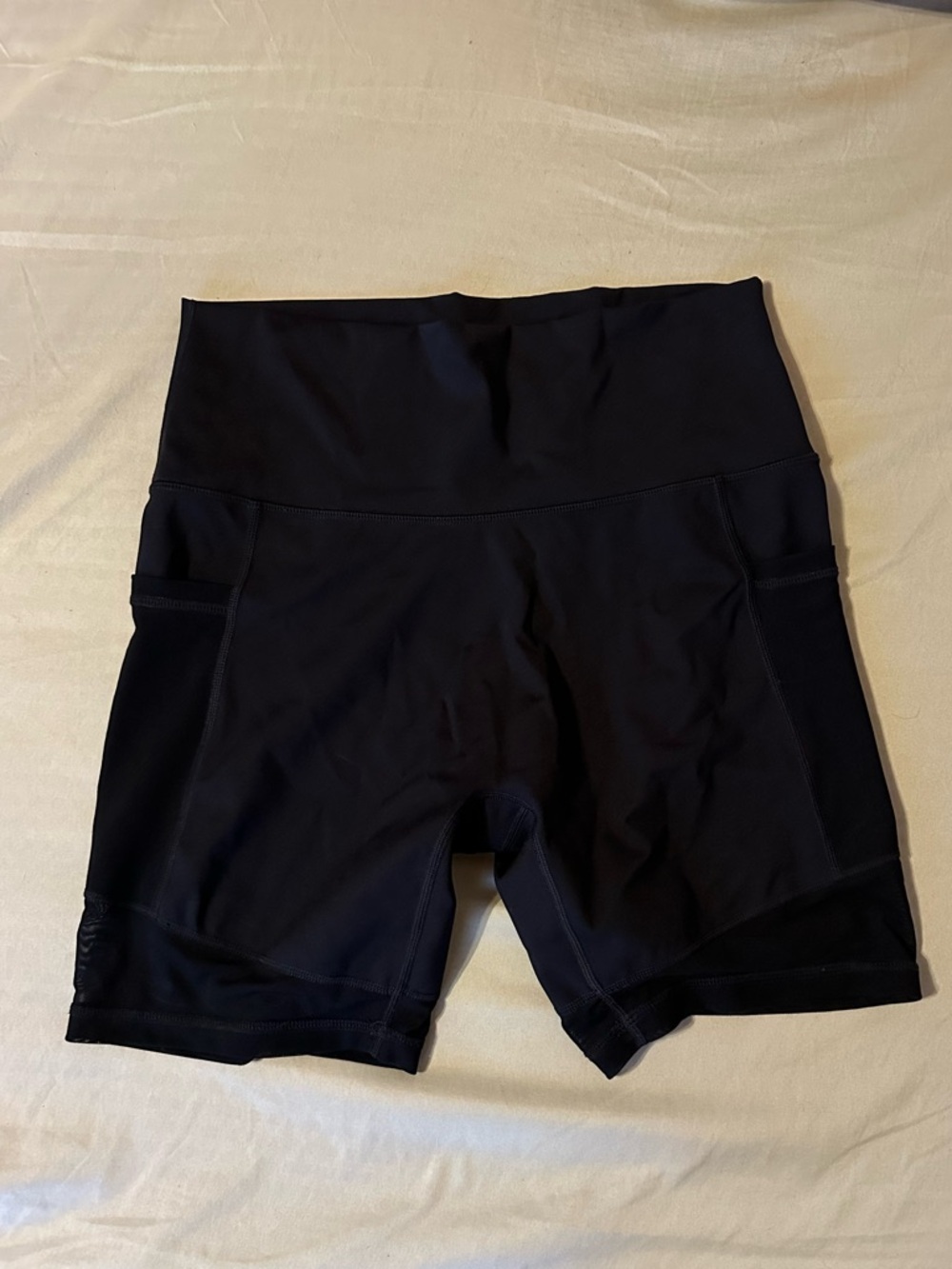 aerie Black High-Rise Bike Shorts with Side Pockets